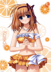 Rule 34 | 00s, bikini, blue eyes, fuyou kaede, jewelry, necklace, nishimata aoi, official art, orange bikini, orange hair, shuffle!, solo, swimsuit, tankini