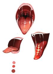 absurdres cantarella_(wuthering_waves) color_guide commentary den_kun69 english_commentary highres multiple_views no_humans open_mouth saliva simple_background smile tacet_mark_(wuthering_waves) teeth tongue tongue_out upper_teeth_only uvula white_background wuthering_waves