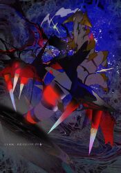 abstract_background black_wings colored_skin distortion_world dragon gen_4_pokemon giratina giratina_(altered) glowing grey_skin highres kamikiririp legendary_pokemon nintendo no_humans pokemon pokemon_(creature) solo spikes torn_wings wings