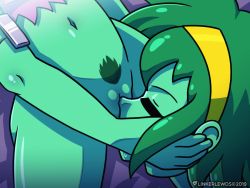 Rule 34 | 1girl, animated, animated gif, autocunnilingus, bed sheet, bedroom, colored skin, cunnilingus, disembodied head, green hair, green skin, hairband, headless, licking, linker, masturbation, navel, on bed, oral, rottytops, severed head, shantae (series), spread legs, tank top, thinking, uncensored, undead, zombie, zombie girl