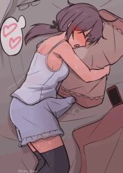 Rule 34 | 1futa, animated, bed, black thighhighs, blush, breasts, brown hair, bulge, closed eyes, crop top, cum, ejaculation, erection, erection under clothes, futanari, futanari masturbation, glasses, hair tie, hands free ejaculation, lying, masturbation, orgasm, pillow humping, ponytail, precum, shirt, shiwa kou, shorts, small breasts, solo, tagme, thighhighs, unworn eyewear, video, white shirt