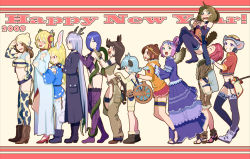 00s 2009 6+girls animal_ears animal_print antlers bad_id bad_pixiv_id bandages belt black_hair blonde_hair blue_eyes blue_hair blush boar_(chinese_zodiac) boots brown_eyes brown_hair bun_cover chain chinese_zodiac closed_eyes coat cow_girl cow_print cow_tail crying dog_(chinese_zodiac) dog_ears double_bun dragon_(chinese_zodiac) dress elbow_gloves fang female_focus fingerless_gloves frills from_behind garter_belt glasses gloves grabbing_another&#039;s_breast green_eyes grin groping hair_bun hair_over_one_eye hat held_up high_heels highres horns horse_(chinese_zodiac) lab_coat legs light_purple_hair lineup long_hair looking_at_viewer love_train midriff monkey_(chinese_zodiac) mouse_ears multiple_girls new_year one_eye_closed open_mouth original ox_(chinese_zodiac) personification pink_hair pleated_skirt pouch profile purple_eyes rabbit_(chinese_zodiac) rabbit_ears rat_(chinese_zodiac) red_eyes red_hair rooster_(chinese_zodiac) salute sheep_(chinese_zodiac) shoes short_hair short_shorts shorts skirt smile snake snake_(chinese_zodiac) standing surprised tail thigh_strap thighhighs tiger_(chinese_zodiac) very_long_hair vest wings wink wristband yahako yellow_eyes zettai_ryouiki
