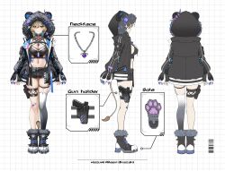 1girl absurdres animal_ears belt black_choker black_jacket black_shirt black_shorts boots breasts brown_hair choker cleavage crop_top full_body fur_trim gomashio_ponz hazumi_aileen highleg highres hood hood_up indie_virtual_youtuber jacket large_breasts lion_ears lion_girl lion_tail looking_at_viewer medium_hair midriff mole mole_on_breast multi-strapped_shirt multiple_views navel open_clothes open_jacket panty_straps paw_shoes shirt short_shorts shorts simple_background single_thighhigh skindentation sleeveless sleeveless_shirt spaghetti_strap standing stomach tachi-e tail thigh_strap thighhighs thighs virtual_youtuber white_background yellow_eyes