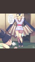 1boy 1girl couple fan highres nara_shikamaru naruto_(classic) naruto_(series) temari_(naruto)