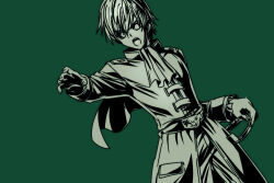 1boy ascot belt cape commentary_request cowboy_shot dragon_quest dragon_quest_x green_background greyscale_with_colored_background hand_on_hilt looking_ahead male_focus open_mouth ozogori_(user_tzaz2447) pants quad_(dq10) shirt short_hair solo