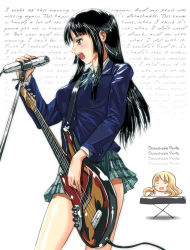 2girls akiyama_mio bass_guitar black_eyes black_hair blazer blonde_hair blunt_bangs blush detachable_penis english_text guitar hime_cut instrument jacket k-on! keyboard keyboard_(instrument) king_missile kotobuki_tsumugi laughing long_hair megurine_luka microphone microphone_stand miniskirt multiple_girls music octopus parody plaid_clothes plaid_skirt pleated_skirt ribbon s_zenith_lee school_uniform sidelocks singing skirt smile standing striped takoluka tentacles vocaloid