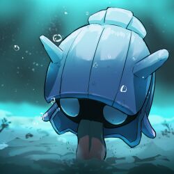 absurdres air_bubble bubble creatures_(company) game_freak gen_1_pokemon highres looking_down nintendo no_humans pokemon pokemon_(creature) sand shellder solo spicyichizo tongue tongue_out underwater