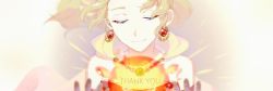 1girl bad_id bad_pixiv_id breasts cape closed_mouth commentary_request dress earrings female_focus final_fantasy final_fantasy_vi gloves jewelry medium_hair simple_background smile solo thank_you tina_branford yawai_tofu