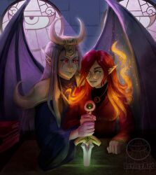 Rule 34 | anime coloring, castle, couple, demon, lavleyart, lowres, lumina, magic, map, nintendo, non-web source, oc x canon, sad, ship, sword, the legend of zelda, the legend of zelda: the minish cap, vaati, watercraft, weapon, yumejoshi