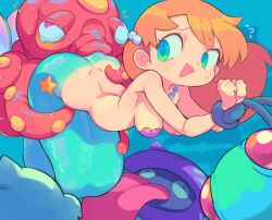 Rule 34 | 1girl, bikini, bound, bound arms, commentary, commission, commissioner upload, dewgong, gen 1 pokemon, gen 2 pokemon, heart, heart-shaped pupils, highres, jewelry, long hair, looking back, mermaid, mermaid costume, mermaid misty (pokemon), misty (pokemon), monster girl, monsterification, necklace, nintendo, octillery, open mouth, pokemon, pokemon (anime), pokemon (classic anime), red hair, shell, shell bikini, shellder, star (symbol), starmilk, sweat, swimsuit, symbol-shaped pupils, tentacles, tentacool, tongue, tongue out, underwater