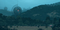 field fog haze head-mounted_display highres hill original outdoors power_lines science_fiction simon_stalenhag tree utility_pole