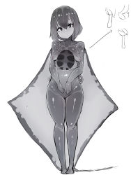 1girl bad_id bad_twitter_id black_eyes female_focus fins full_body giant_oceanic_manta_ray_(diddms1999) grey_hair hair_between_eyes looking_at_viewer monster_girl my700 nipples nude original pussy short_hair solo