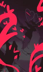 1boy ama0805 coat demon_boy fur-trimmed_coat fur_trim greyscale hat hazbin_hotel heart heart-shaped_eyewear highres monochrome red_eyes sharp_teeth smoking solo spot_color teeth valentino_(hazbin_hotel)