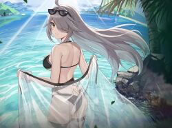 1girl artist_request ass bikini butt_crack ocean smile sunglasses swimsuit tagme water