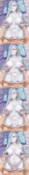 1boy 1girl 2025 absurdres bar_censor bed blush breasts censored command_spell commentary_request commission completely_nude cum cum_in_pussy earrings fate/grand_order fate_(series) fujimaru_ritsuka_(male) hair_over_one_eye highres hoop_earrings impregnation jewelry lactation large_breasts long_hair long_image looking_at_viewer lying menyoujan missionary mrs._snake_(fate) navel nude on_back on_bed penis pillow pixiv_commission pregnant pussy sequential sex signature stomach tall_image vaginal yellow_eyes