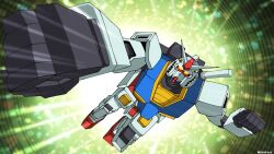 alternate_universe commentary_request crossover gquuuuuux gundam gundam_gquuuuuux gundrass highres machinery mecha mecha_focus mobile_suit mobile_suit_gundam motion_lines no_humans parody perspective punching reveal robot rx-78-2_gundam scene_reference science_fiction signature space sparkle spoilers style_parody ultra_series ultraman ultraman_(1st_series) v-fin yellow_eyes zeknova zero_gravity