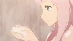 3girls animated ass blonde_hair blue_eyes blush breast_press brown_hair female_focus flashlight frottage fujiwara_chika hayasaka_ai imminent_kiss kaguya-sama_wa_kokurasetai_~tensai-tachi_no_renai_zunousen~ multiple_girls pink_hair red_eyes shinomiya_kaguya showering sound video voice_actor water yuri