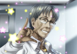 Rule 34 | \m/, clannad, glasses, key (company), macross, macross frontier, male focus, mutsuki (moonknives), okazaki naoyuki, parody, seikan hikou, solo, sparkle, star (symbol)