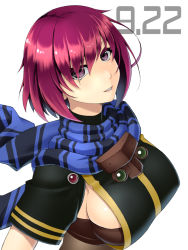1girl abu bob_cut eyebrows_hidden_by_hair female_focus gold_trim nel_zelpher short_hair simple_background solo star_ocean star_ocean_till_the_end_of_time white_background