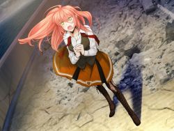 1girl game_cg liarsoft long_hair ourai_no_gahkthun pink_hair steampunk_(liarsoft) yellow_eyes