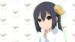 1girl black_hair brown_eyes female_focus highres horns k-on! long_hair nakano_azusa oku_no_shi solo twintails