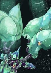 Rule 34 | black background, commentary, fins, gundam, gundam unicorn, head fins, highres, kshatriya, machinery, mecha, mecha focus, mobile suit, no humans, okrdisk2000, purple eyes, robot, roundel, science fiction, thrusters