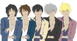 Rule 34 | 00s, 5boys, air (visual novel), akasaka mamoru, bad id, bad pixiv id, fabulous, highres, higurashi no naku koro ni, hosaka (minami-ke), jpeg artifacts, koizumi itsuki, kunisaki yukito, male focus, minami-ke, multiple boys, nikuman okakuhito, nikumanokakuhito, ono daisuke, suzumiya haruhi-chan no yuuutsu, suzumiya haruhi no yuuutsu, voice actor connection, yaranaika