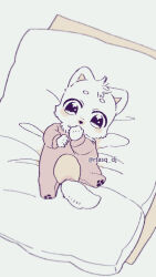 1boy babeldj baby body_fur commentary_request full_body furry furry_male looking_at_viewer lying male_focus on_back original solo tail wolf_boy
