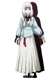1girl bad_tag brown_eyes brown_hair cape fantasy_armor female_focus highres jose_(teogonia) looking_at_viewer serious sheath short_hair solo standing sword teogonia weapon