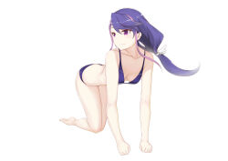 1girl ass bikini breasts butt_crack cleavage feet kurosaki_ruri lan_long_(lazy_dragon) purple_eyes purple_hair smile swimsuit tagme yu-gi-oh! yu-gi-oh!_arc-v