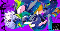 1girl absurdres anby_demara black_gloves braided_sidelocks fingerless_gloves gloves green_eyes green_jacket headphones highres jacket keigo_inoue short_hair white_hair zenless_zone_zero