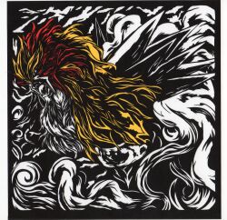 absurdres aji082 animal_focus creatures_(company) entei game_freak gen_2_pokemon highres legendary_pokemon looking_at_viewer nintendo no_humans open_mouth pokemon pokemon_(creature) simple_background solo spikes