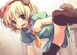 00s 1girl animal_ears blonde_hair censored collar dog_ears dog_girl dog_tail higurashi_no_naku_koro_ni houjou_satoko leash leg_lift leg_up loli mosaic_censoring no_panties peeing peeing_like_a_dog pet_play petgirl pussy school_uniform serafuku solo_focus tail thighhighs tomose_shunsaku urinating_female