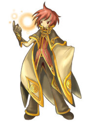1boy 2000s_(style) artist_request bad_id brown_capelet brown_gloves brown_pants brown_shoes cape capelet closed_mouth expressionless full_body gloves looking_at_viewer lowres magic male_focus official_art pants ragnarok_online red_eyes red_hair red_shirt shirt shoes simple_background solo standing white_background white_cape wizard_(ragnarok_online)