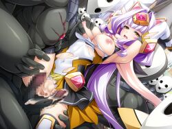 1girl after_rape after_vaginal aftersex animal_ears armpits arms_up azarin_(kouyoku_senki_exs-tia) breasts censored covered_navel cum cum_in_pussy cumdrip elbow_gloves exs-tia_magica fake_animal_ears game_cg gangbang gloves grabbing_another&#039;s_breast grimrian groping group_sex hair_intakes headgear hetero imminent_penetration imminent_vaginal inoino kouyoku_senki_exs-tia large_breasts large_variant_set layered_skirt leg_grab long_hair magical_girl mask monster_boy mosaic_censoring multiple_boys nipples non-web_source official_art open_mouth penis purple_hair pussy rape restrained scarf shiny_skin skirt solo_focus spread_legs surrounded thighhighs torn_clothes torn_skirt variant_set very_long_hair white_gloves yellow_eyes yellow_trim