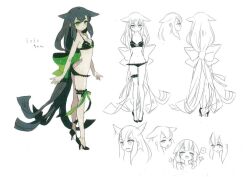 1girl ass butt_crack expressionless gatchaman_crowds green_hair groin miya_utsutsu navel tagme