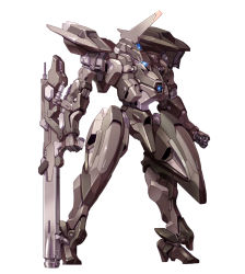 clenched_hands gun holding holding_gun holding_weapon horns looking_down mecha no_humans one-eyed original robot science_fiction single_horn solo standing taedu weapon