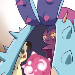 bad_id bad_pixiv_id blue_eyes closed_mouth colored_sclera costume creatures_(company) game_freak gen_7_pokemon glowing glowing_eyes gradient_background kts lowres mimikyu minior minior_(core) minior_(red_core) nintendo no_humans orange_sclera pokemon pokemon_(creature) pokemon_sm sharp_teeth spikes starfish teeth tentacles toxapex