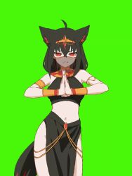 1girl ancient_egyptian_clothes animal_ears animated annoyed bare_shoulders belly_dancer belly_dancing black_hair breasts center_opening closed_eyes closed_mouth cowboy_shot dancing egyptian_trend_(meme) fox_ears fox_girl highres hololive hyde_(tabakko) kurokami_fubuki looking_at_viewer medium_breasts mouth_veil navel own_hands_clasped pelvic_curtain red_eyes shirakami_fubuki tagme veil video