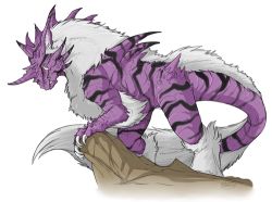 arcanine claws creatures_(company) fusion game_freak gen_1_pokemon horns lowres mane nidoking nintendo no_humans pokemon pokemon_(creature) single_horn solo spikes tail