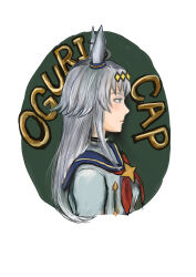 1girl 33ki71 absurdres ahoge animal_ears blue_sailor_collar character_name collared_shirt ear_ornament from_side grey_eyes grey_hair grey_shirt hair_ornament highres horse_ears horse_girl long_hair neckerchief oguri_cap_(umamusume) red_neckerchief sailor_collar shirt sidelocks simple_background solo umamusume very_long_hair white_background