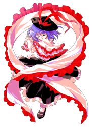 Rule 34 | 1girl, alphes (style), black hat, black shoes, black skirt, capelet, closed eyes, collared shirt, commentary request, crying, dairi, frilled capelet, frilled shawl, frills, full body, hagoromo, hand up, hat, hat ribbon, highres, large variant set, long skirt, long sleeves, medium hair, nagae iku, open mouth, parody, purple hair, ribbon, shawl, shirt, shoes, skirt, solo, style parody, tachi-e, tears, touhou, transparent background, variant set, white shirt