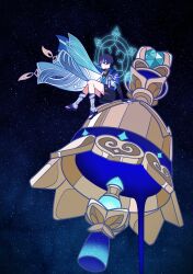 Rule 34 | 1boy, absurdres, animal print, arm at side, arm support, armor, bell, bird print, black bridal gauntlets, black leggings, black sandals, black shorts, blue cape, blue gemstone, blue halo, blue kimono, blue sleeves, blunt ends, bridal gauntlets, cape, closed mouth, eyeliner, eyeshadow, feathers, full body, furisode, gem, genshin impact, glowing markings, gold, gold ring, hakama, hakama shorts, halo, halo behind head, han&#039;eri, highres, japanese armor, japanese clothes, kimono, kote, kurokote, layered kimono, layered sleeves, leg warmers, leggings, looking to the side, magic circle, makeup, male focus, mandala, middle ring, night, night sky, open clothes, open hand, open kimono, pleated shorts, pom pom (clothes), purple eyes, purple hair, red eyeliner, red eyeshadow, sandals, scaramouche (genshin impact), short sleeves, shorts, sitting, sky, solo, star (sky), starry sky background, stirrup legwear, toeless legwear, tukineko222, tulaytullah&#039;s remembrance (genshin impact), vision (genshin impact), wanderer (genshin impact), white kimono, white leg warmers, white sleeves, white trim, wispy bangs, yellow feathers, zouri