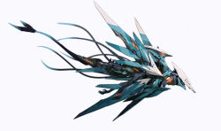 absurdres cable flying from_side grey_background highres jhcrow3 looking_ahead mecha no_humans orange_eyes original robot science_fiction simple_background solo white_background