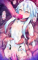 1girl absurdres ahoge blue_hair blush breasts censored choujigen_game_neptune commission commissioner_upload cum cum_in_pussy cum_on_body cum_on_breasts cum_on_clothes cum_on_hair cum_on_stomach cum_on_upper_body cum_overflow heart heart-shaped_pupils highres large_variant_set leir18 leotard mosaic_censoring motion_lines neptune_(series) nipple_stimulation nipple_tweak nipples pussy red_eyes restrained sex short_hair_with_long_locks skeb_commission skin_tight slime_(substance) small_breasts solo sound_effects spoken_heart symbol-shaped_pupils tentacle_around_neck tentacle_in_mouth tentacle_pit tentacle_sex tentacles torn_clothes torn_leotard vaginal variant_set white_heart_(neptunia) white_leotard