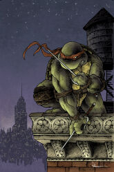 1boy cityscape comic_cover commentary david_petersen english_commentary holding holding_weapon male_focus night night_sky ninja official_art on_roof outdoors raphael_(tmnt) red_mask sai_(weapon) sky solo star_(sky) starry_sky teenage_mutant_ninja_turtles teenage_mutant_ninja_turtles_(idw) turtle_boy weapon western_comics_(style)