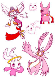 cherubimon cutemon digimon digimon_(creature) halo highres holy_ring horns luminamon pidmon poyomon solo tokomon