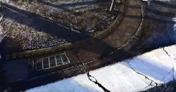 Rule 34 | commentary request, day, from above, grate, highres, no humans, original, outdoors, road, scenery, sewer grate, shadow, street, yuki112071