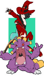 1girl absurdres bare_shoulders bass_guitar black_hair boots breasts choker creatures_(company) crossover exploud fingerless_gloves game_freak gen_3_pokemon gloves green_eyes guilty_gear hat highres i-no instrument makai medium_breasts nintendo pokemon pokemon_(creature) red_hat short_hair sketch thigh_boots thighhighs underboob witch_hat