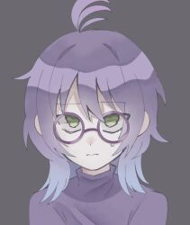 1boy animification glasses humanization long_hair male_focus monsters_inc. personification purple_hair purple_shirt randall_boggs sharp_teeth shirt simple_background slit_pupils solo tagme teeth upper_body user_nsuv3745